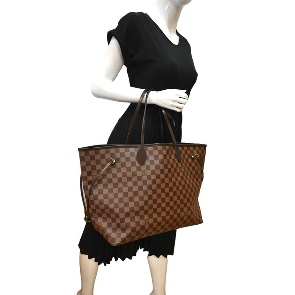 LOUIS VUITTON Neverfull GM Damier Ebene Tote Shoulder Bag Brown