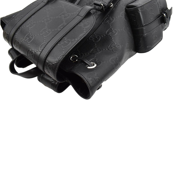 Gucci GG Embossed Leather Backpack in Black Color - Top Right