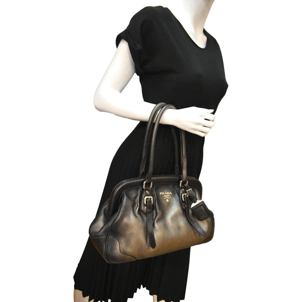 Prada Gradient Antik Frame Leather Satchel Bag - Side