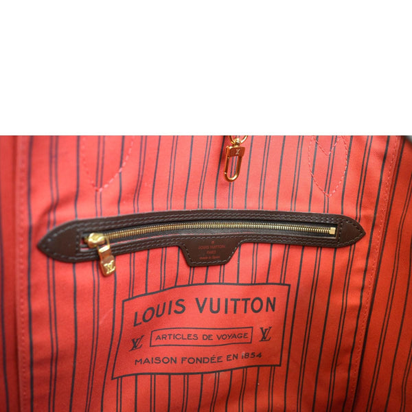LOUIS VUITTON Neverfull MM Damier Ebene Tote Bag Brown