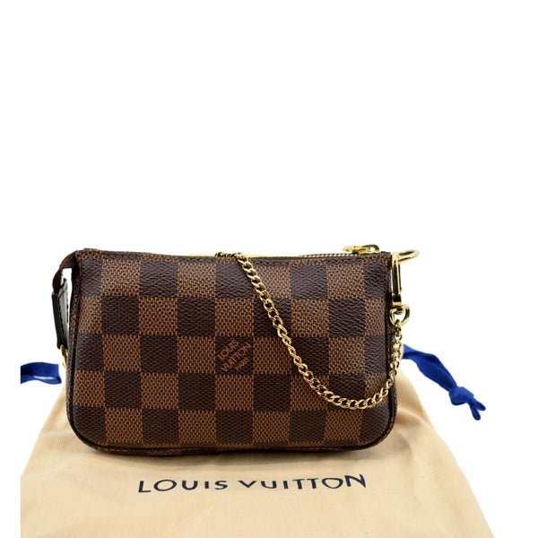 LOUIS VUITTON Mini Pochette Damier Ebene Accessoires Pouch Brown