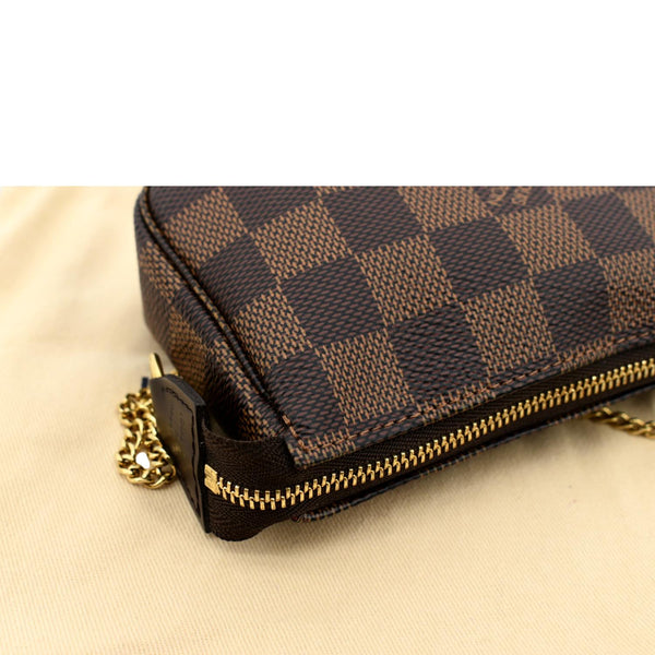 LOUIS VUITTON Mini Pochette Damier Ebene Accessoires Pouch Brown