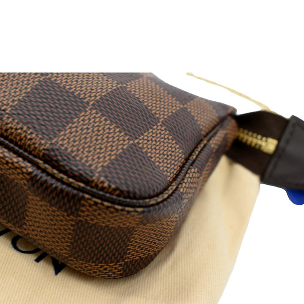 LOUIS VUITTON Mini Pochette Damier Ebene Accessoires Pouch Brown