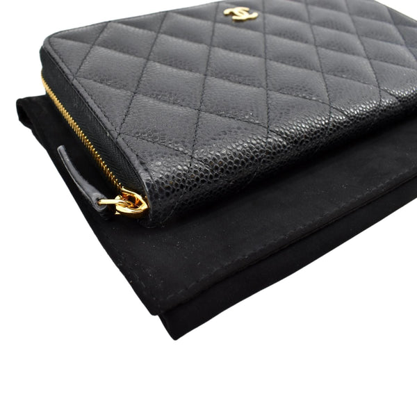 Chanel Long Zippy Caviar Leather Wallet in Black Color - Bottom Left