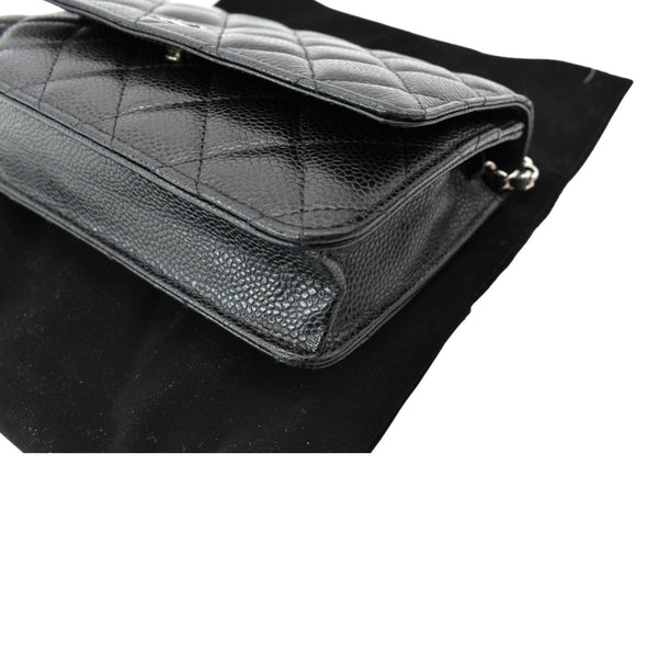 CHANEL CC WOC Caviar Leather Wallet On Chain Crossbody Bag Black