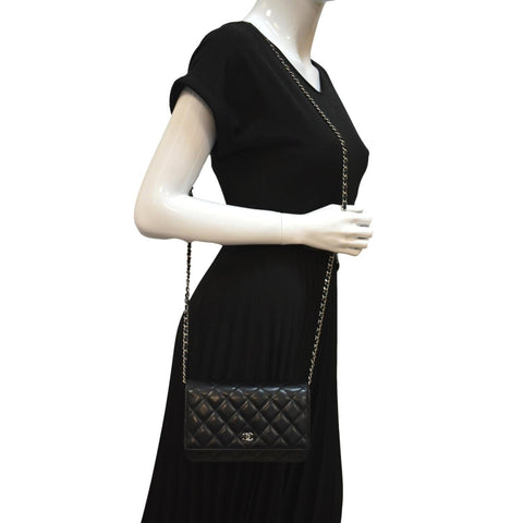 CHANEL CC WOC Caviar Leather Wallet On Chain Crossbody Bag Black