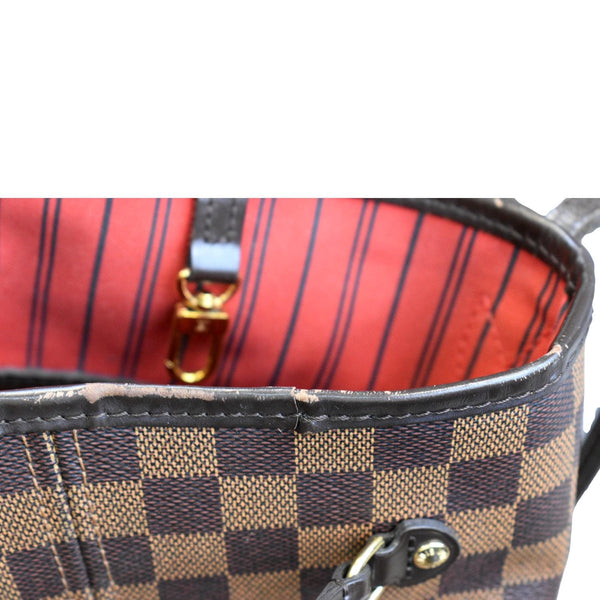 LOUIS VUITTON Neverfull MM Damier Ebene Tote Bag Brown