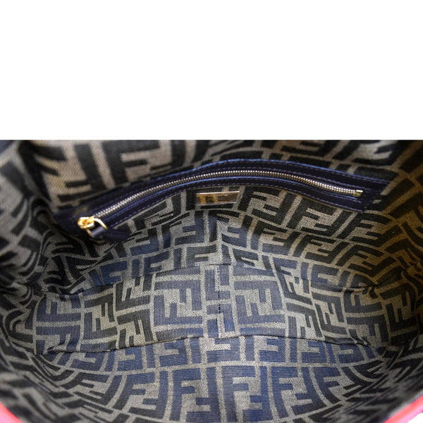 Fendi FF Roma 1974 Jacquard Canvas Shoulder Bag Pink - Inside