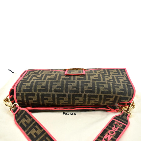 Fendi FF Roma 1974 Jacquard Canvas Shoulder Bag Pink -Top
