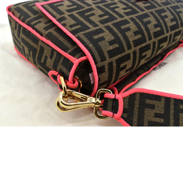 Fendi FF Roma 1974 Jacquard Canvas Shoulder Bag Pink -Top Right