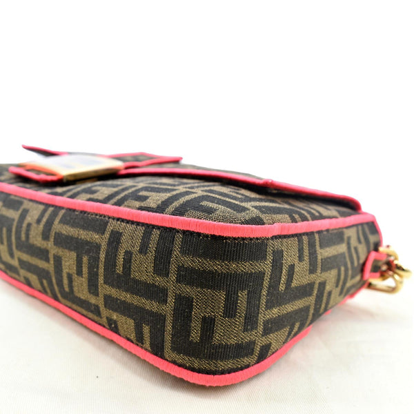 Fendi FF Roma 1974 Jacquard Canvas Shoulder Bag Pink - Bottom Right