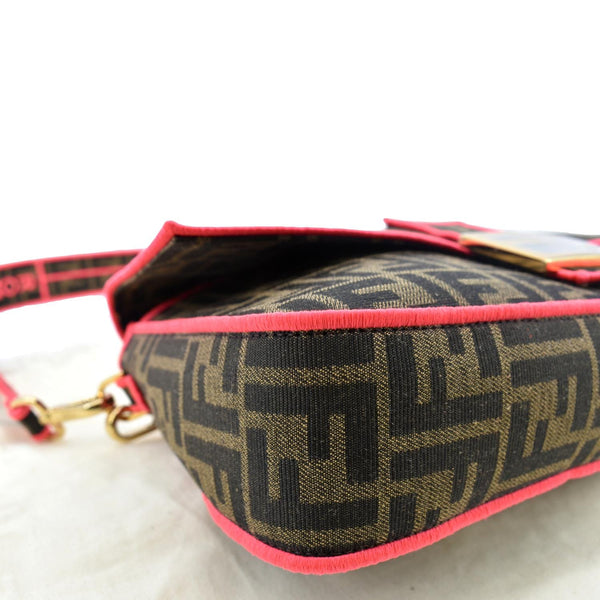 Fendi FF Roma 1974 Jacquard Canvas Shoulder Bag Pink - Bottom Left