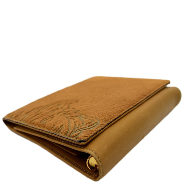 VERSACE Cowhide Leather Mens Wallet Brown