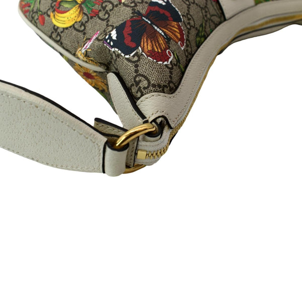 GUCCI Ophidia Half Moon Small Flora GG Canvas Hobo Bag Beige 626509