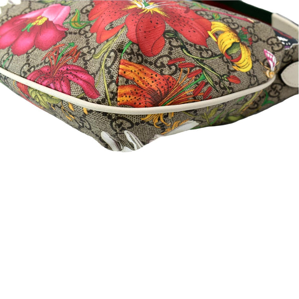 GUCCI Ophidia Half Moon Small Flora GG Canvas Hobo Bag Beige 626509