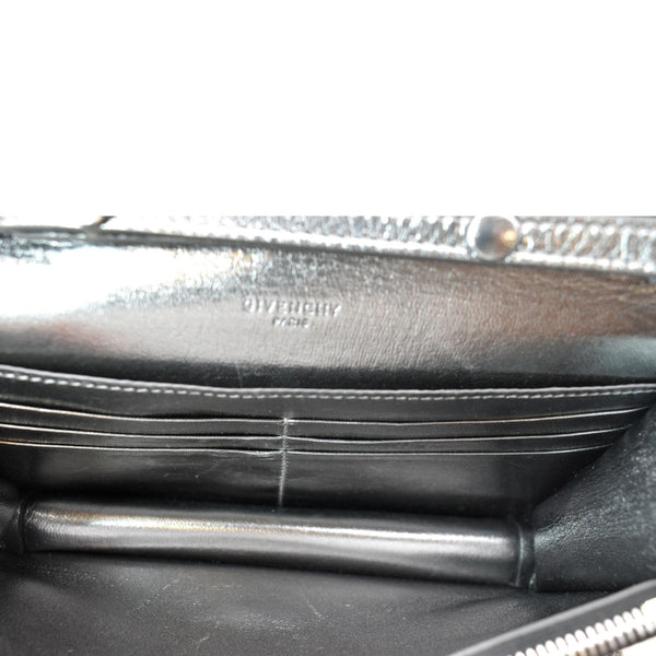 GIVENCHY Logo Embossed Leather Chain Wallet Shoulder Bag Black