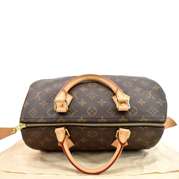 LOUIS VUITTON Speedy 30 Monogram Canvas Satchel Bag Brown