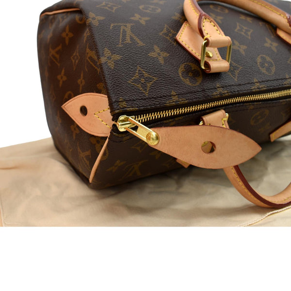 LOUIS VUITTON Speedy 30 Monogram Canvas Satchel Bag Brown
