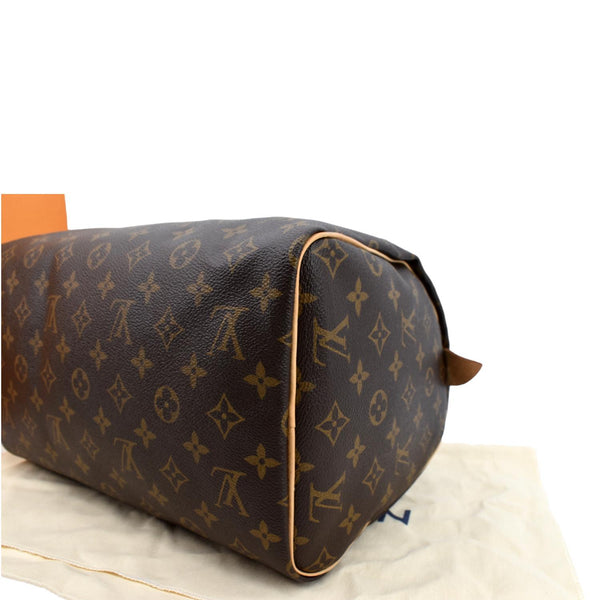 LOUIS VUITTON Speedy 30 Monogram Canvas Satchel Bag Brown