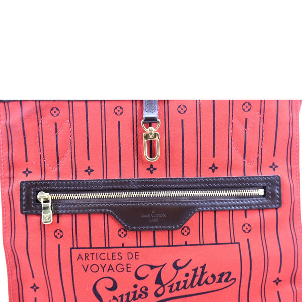 LOUIS VUITTON Neverfull MM Damier Ebene Tote Bag Brown