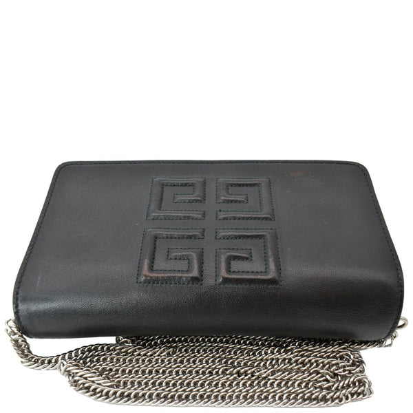 GIVENCHY Logo Embossed Leather Chain Wallet Shoulder Bag Black