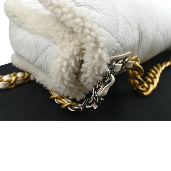 Chanel 19 Flap Shearling Patent Leather Shoulder Bag - Right Top