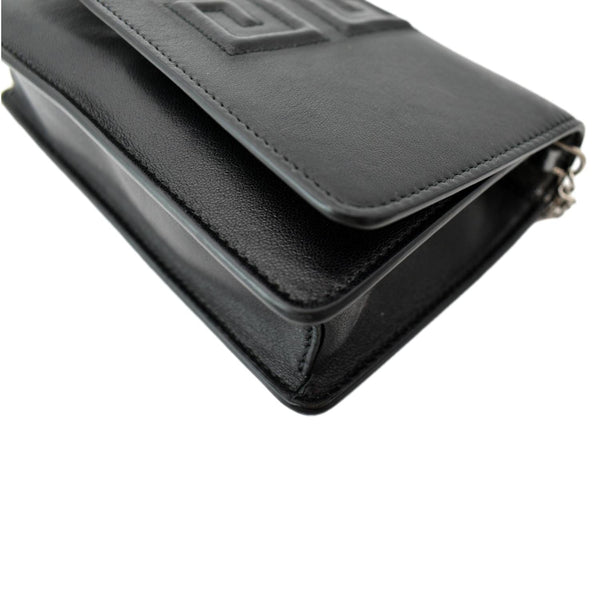 GIVENCHY Logo Embossed Leather Chain Wallet Shoulder Bag Black