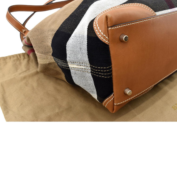 BURBERRY Check Canvas Hobo Bag Beige