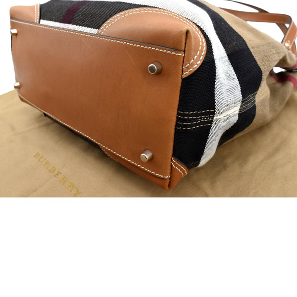 BURBERRY Check Canvas Hobo Bag Beige