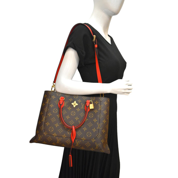 Louis Vuitton Flower Monogram Canvas Tote Shoulder Bag - Full View