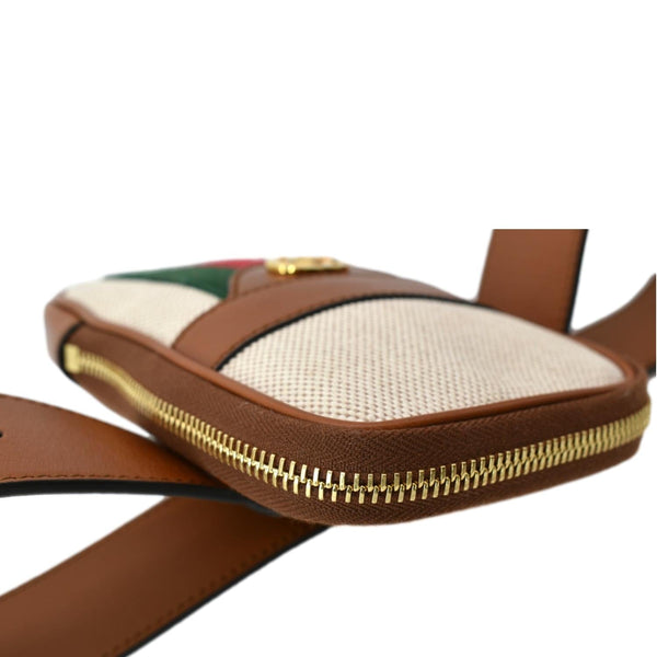 GUCCI Phone Case Vintage Canvas Belt Bag Dark Brown 581519