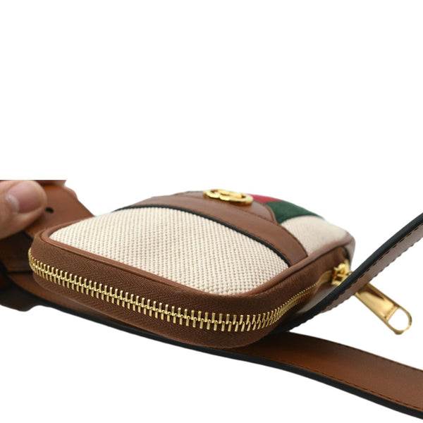 GUCCI Phone Case Vintage Canvas Belt Bag Dark Brown 581519