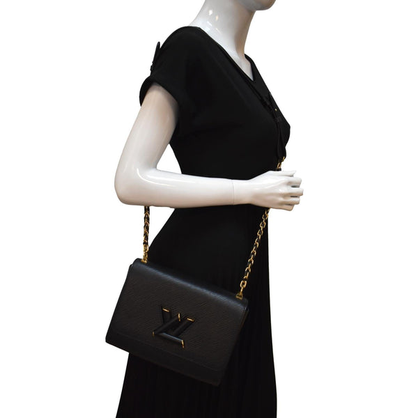 LOUIS VUITTON Twist Epi Leather Crossbody Bag Black