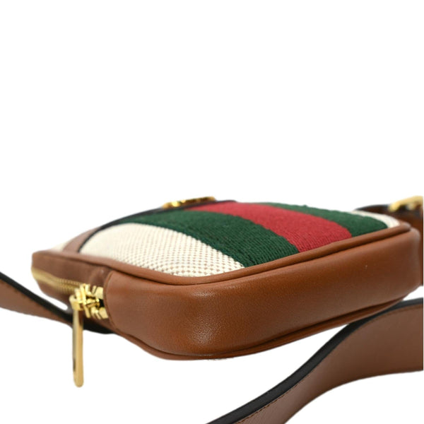 GUCCI Phone Case Vintage Canvas Belt Bag Dark Brown 581519