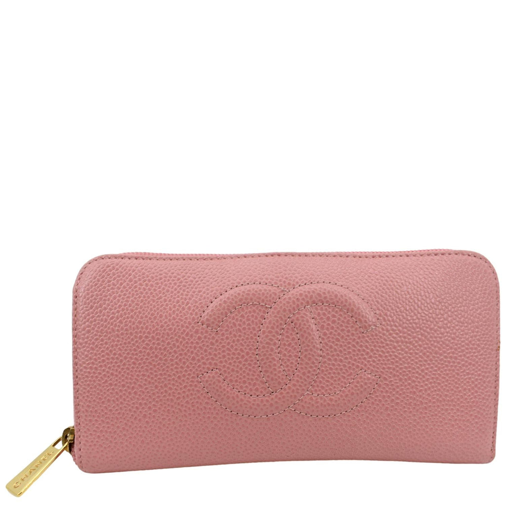 What Goes Around Comes Around Chanel Pink Caviar Zip Around Wallet