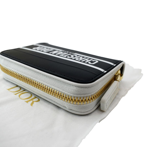 CHRISTIAN DIOR Small Vibe Voyageur Calfskin Leather Card Holder Blue