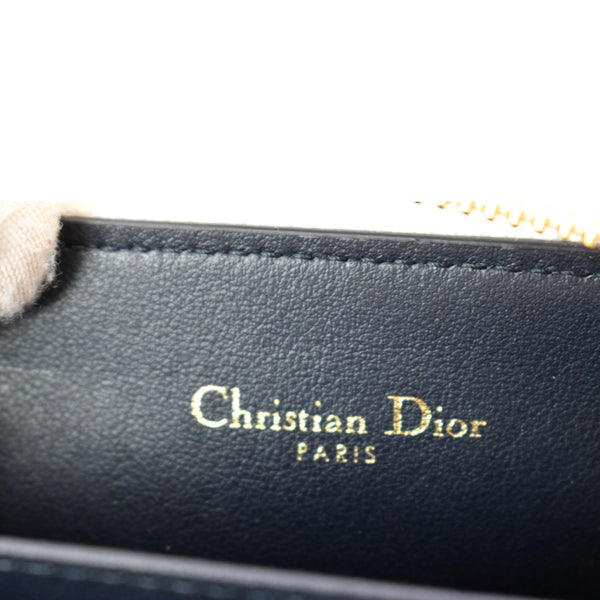CHRISTIAN DIOR Small Vibe Voyageur Calfskin Leather Card Holder Blue