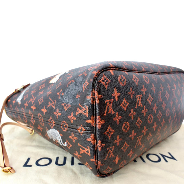 LOUIS VUITTON Neverfull Catogram MM Canvas Tote Bag Orange
