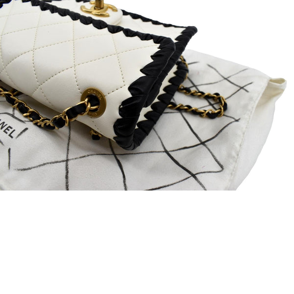 CHANEL Mini My Own Frame Flap Braided Calfskin Shoulder Bag White