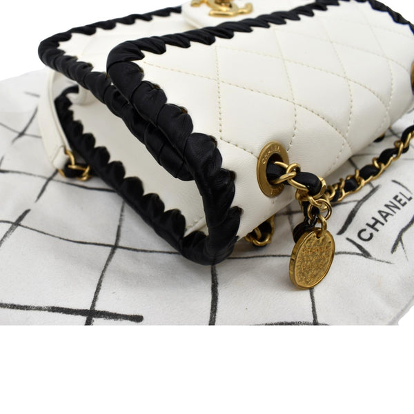 CHANEL Mini My Own Frame Flap Braided Calfskin Shoulder Bag White