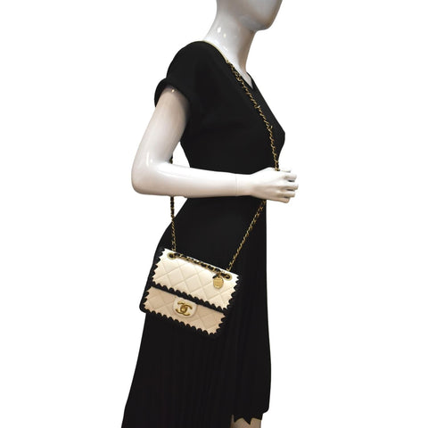 CHANEL Mini My Own Frame Flap Braided Calfskin Shoulder Bag White