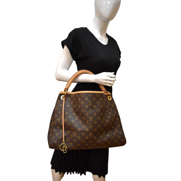 Louis Vuitton Artsy MM Monogram Canvas Hobo Bag Brown - Full View