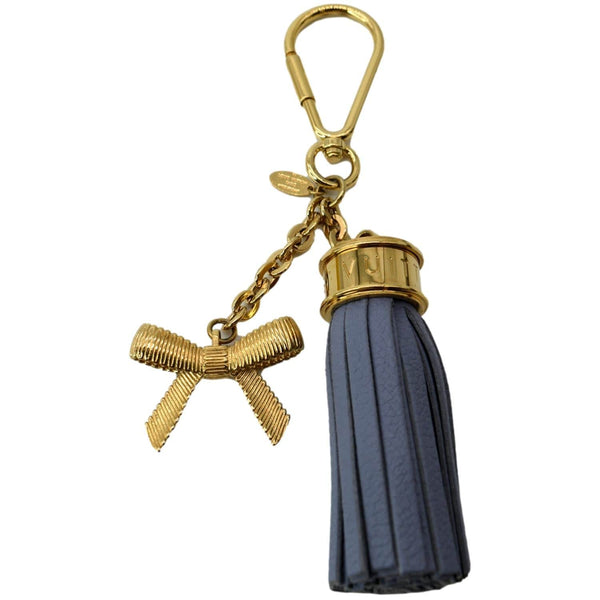 LOUIS VUITTON Tassel Pebbled Leather Bag Charm Blue