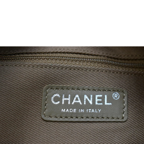 CHANEL CC Zip Diamond Embossed Leather Shopping Tote Shoulder Bag Black