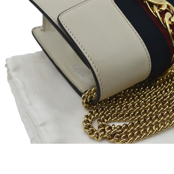 Gucci Sylvie Super Mini Leather Crossbody Bag in White - Left Side