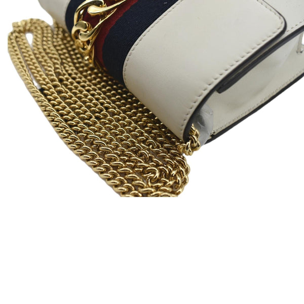Gucci Sylvie Super Mini Leather Crossbody Bag in White - Right Side