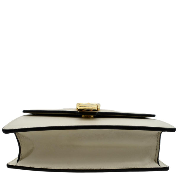 Gucci Sylvie Super Mini Leather Crossbody Bag in White - Bottom
