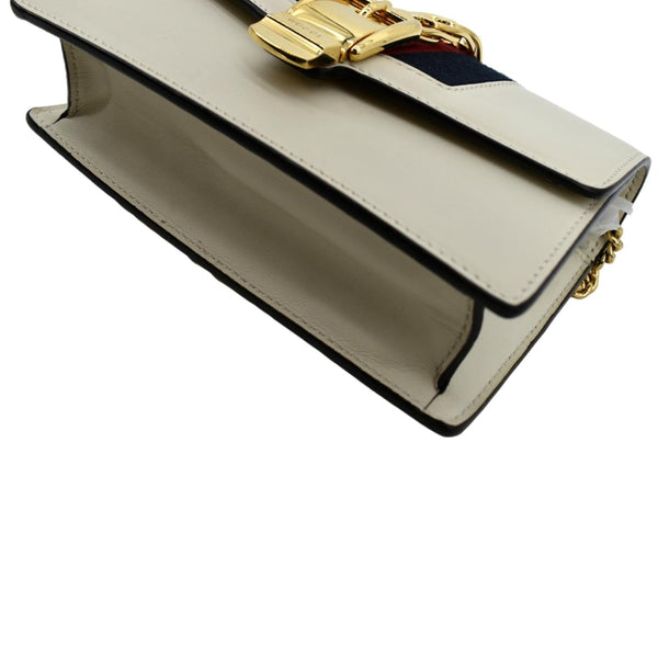 Gucci Sylvie Super Mini Leather Crossbody Bag in White - Bottom Right