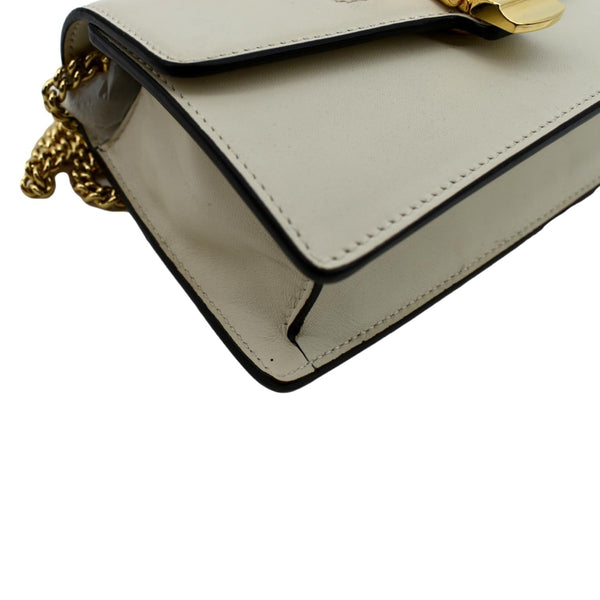 Gucci Sylvie Super Mini Leather Crossbody Bag in White - Bottom Left