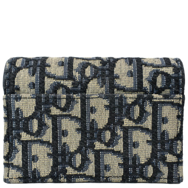 CHRISTIAN DIOR Saddle Flap Jacquard Canvas Card Holder Beige